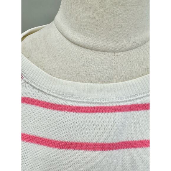 Tommy Hilfiger white & pink stripe lace up sweater Size Small Coastal Preppy y2k - Picture 5 of 14